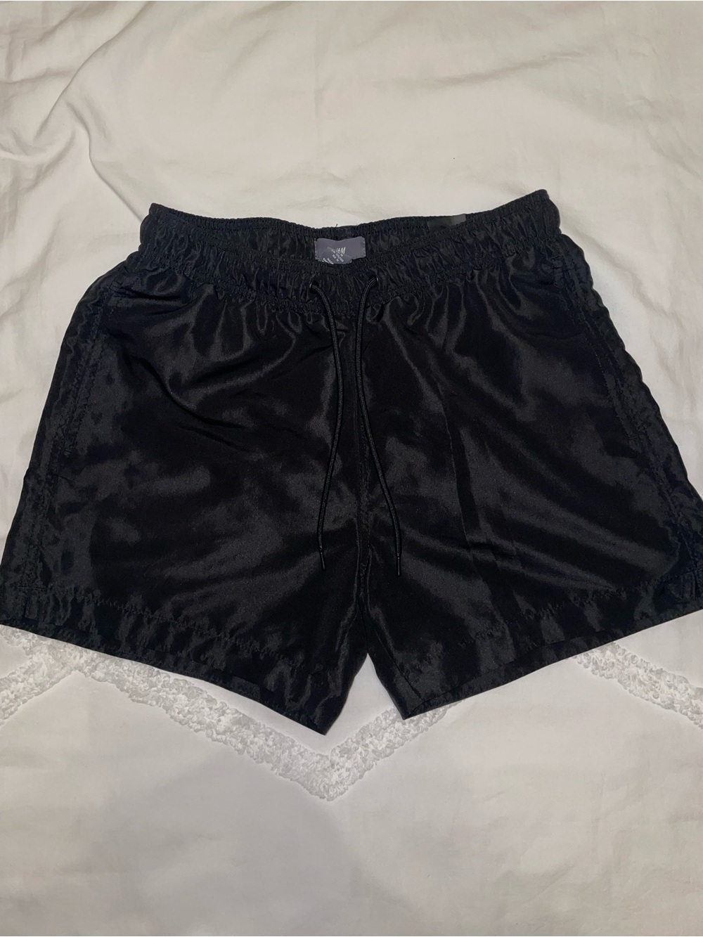 Black Elastic Waist Lounge Shorts